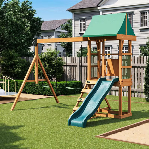 5x5 wooden swing set - 10.5x5.8, ft