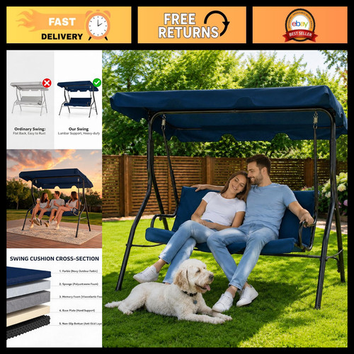 Seat outdoor porch swing - 3-seat,