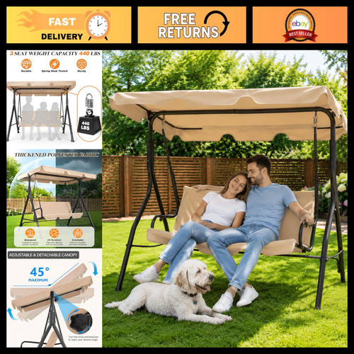 Seat outdoor porch swing - 3-seat,