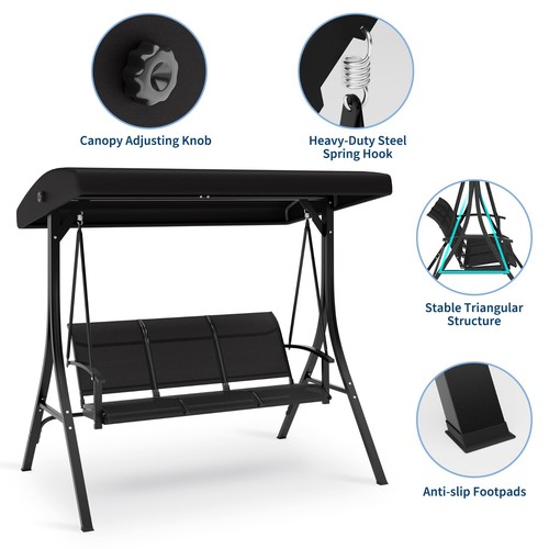 Gravee seat patio swing - gravee, 3-seat
